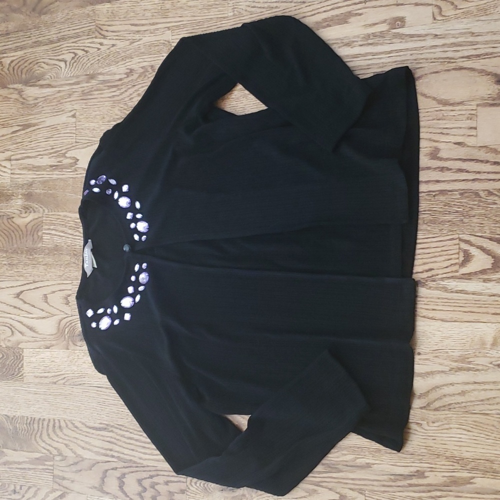 (PS) TanJay Embellished Jemstone Textured 2 in 1 Top and Cardigan Occasion